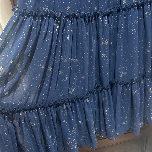 Ivy City Starry Night Stars Navy Smocked Dress M - Picture 7 of 8